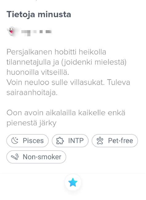 Hyvä Tinder bio teksti naiselle